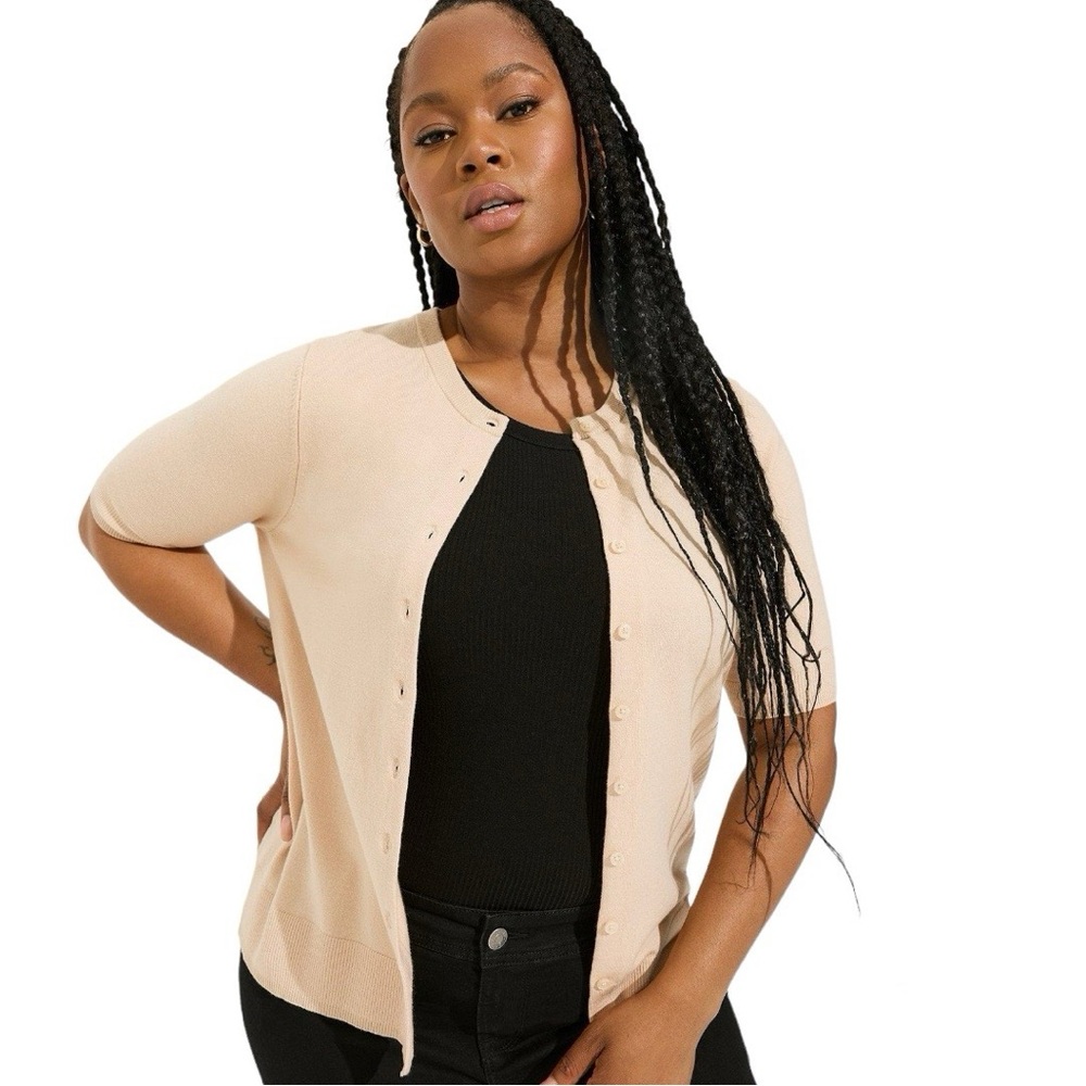 NWT Torrid Everyday Soft Cardigan Short Sleeve Crewneck Sweater - Size: 10 (M)